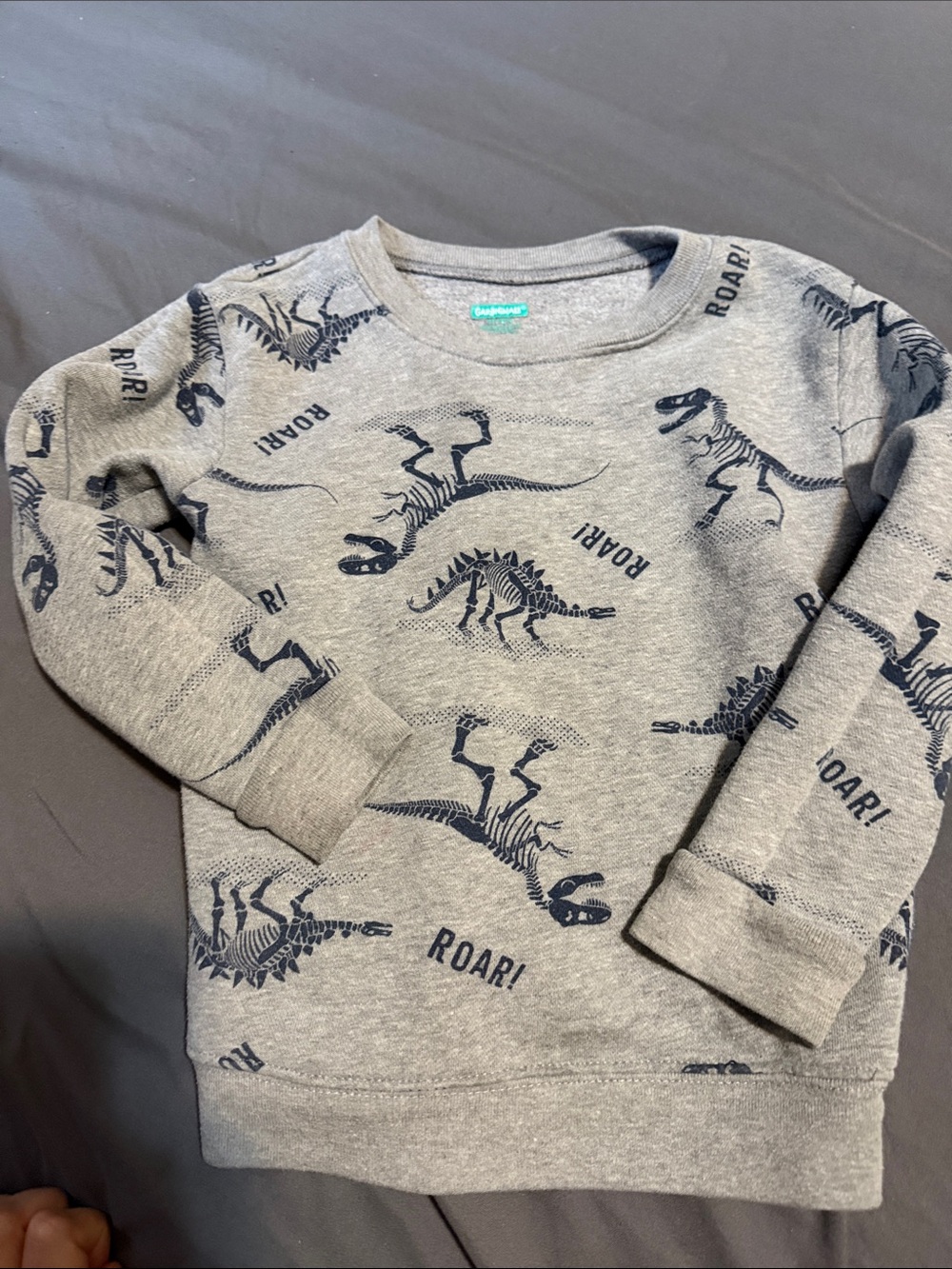 Carter's Gray Sweatshirt with Navy Dino Skeleton Print